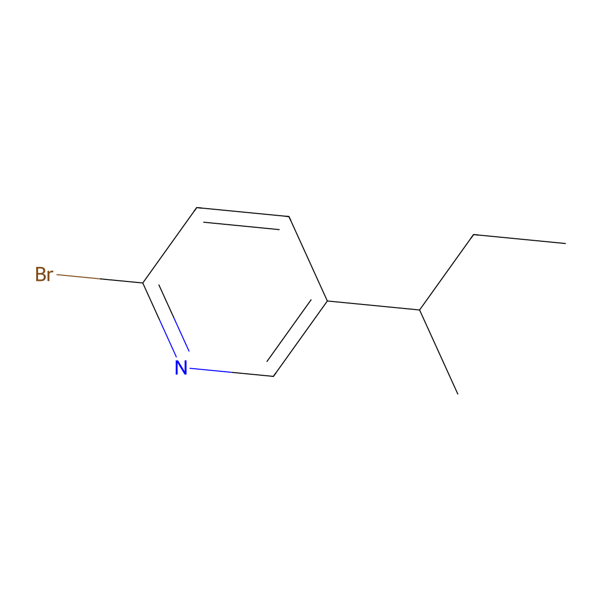 2-Bromo-5-(sec-butyl)pyridine molecular structure, CAS 1374665-46-9