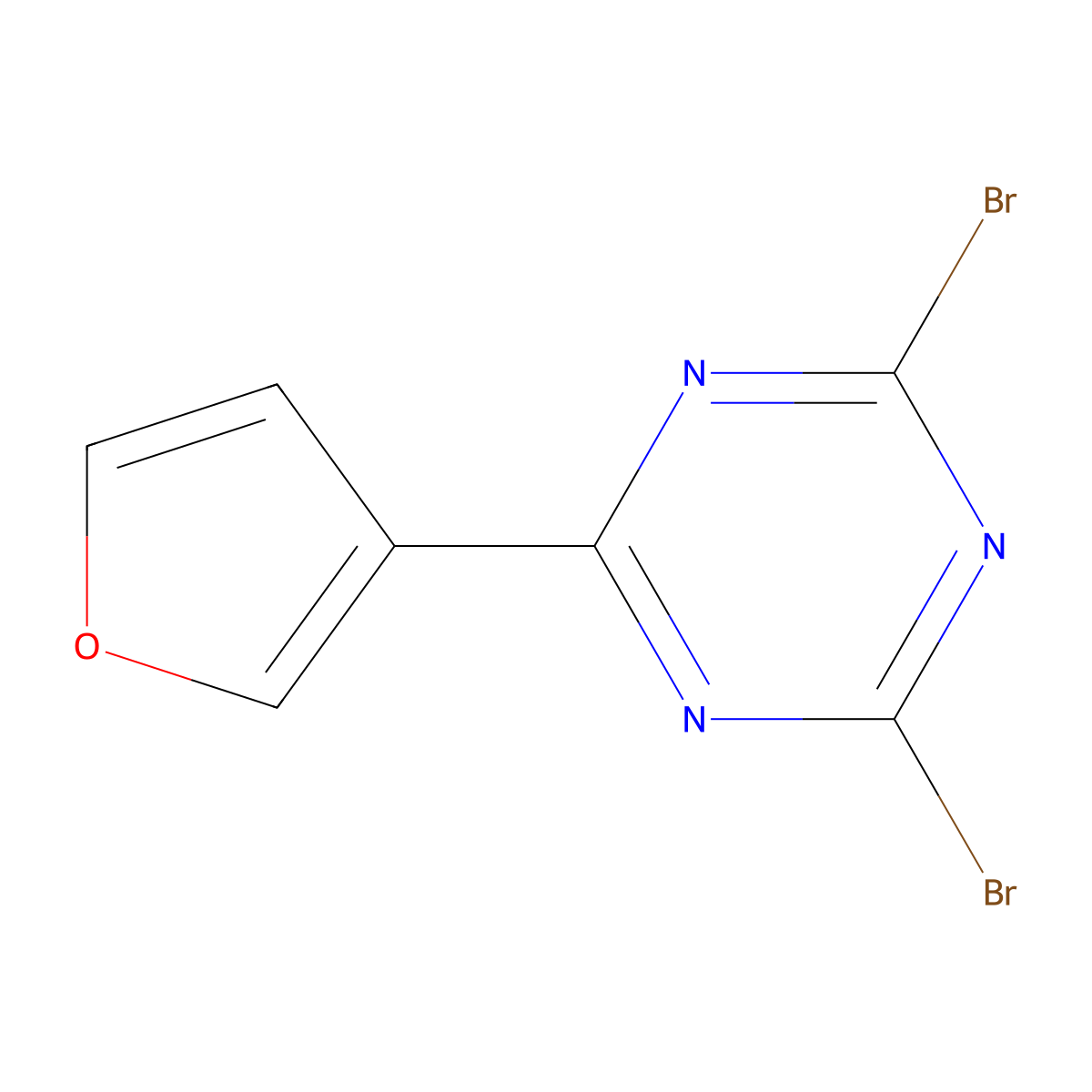 2,4-Dibromo-6-(3-furyl)-1,3,5-triazine molecular structure, CAS 1374665-51-6