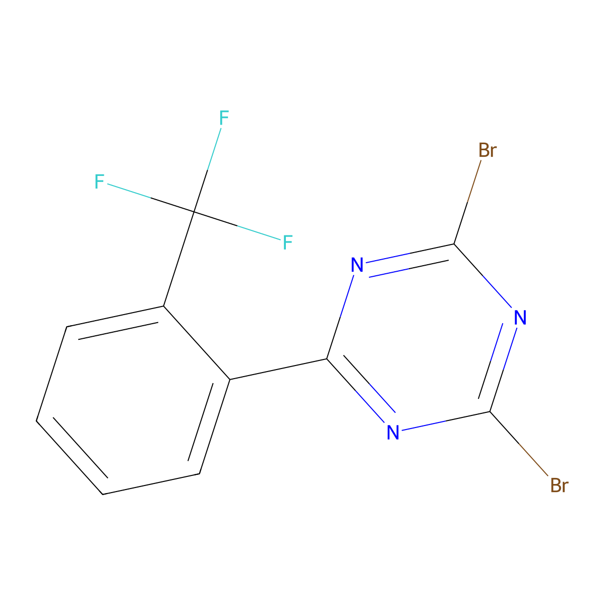 2,4-Bromo-6-(2-trifluoromethylphenyl)-1,3,5-triazine molecular structure, CAS 1374665-52-7