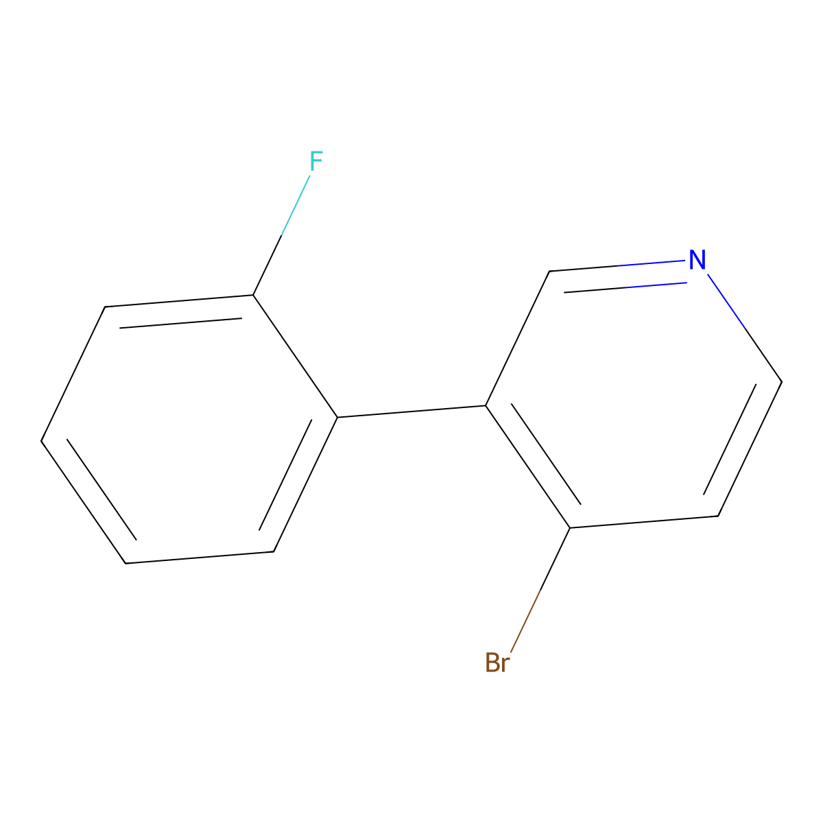 4-Bromo-3-(2-fluorophenyl)pyridine molecular structure, CAS 1374665-54-9