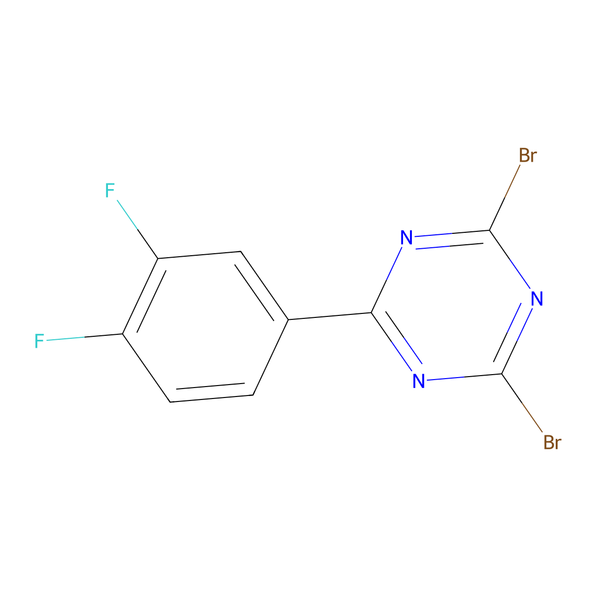 2,4-Dibromo-6-(3,4-difluorophenyl)-1,3,5-triazine molecular structure, CAS 1374665-57-2