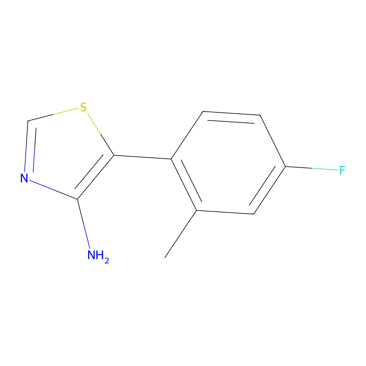 4-Amino-5-(2-methyl-4-fluorophenyl)thiazole molecular structure, CAS 1374665-58-3