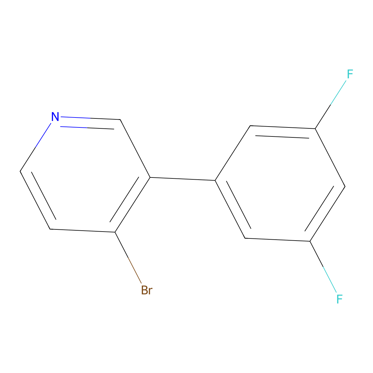 4-Bromo-3-(3,5-difluorophenyl)pyridine molecular structure, CAS 1374665-60-7