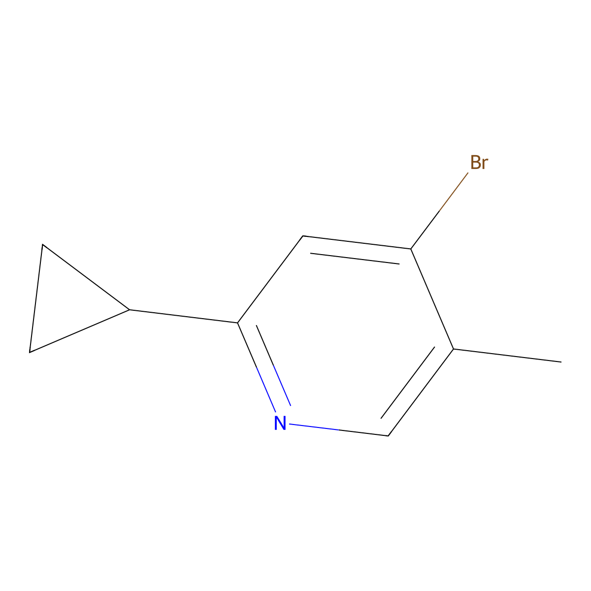 4-Bromo-5-methyl-2-(cyclopropyl)pyridine molecular structure, CAS 1374665-66-3