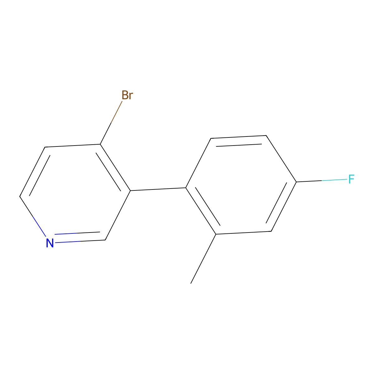 4-Bromo-3-(2-methyl-4-fluorophenyl)pyridine molecular structure, CAS 1374665-70-9