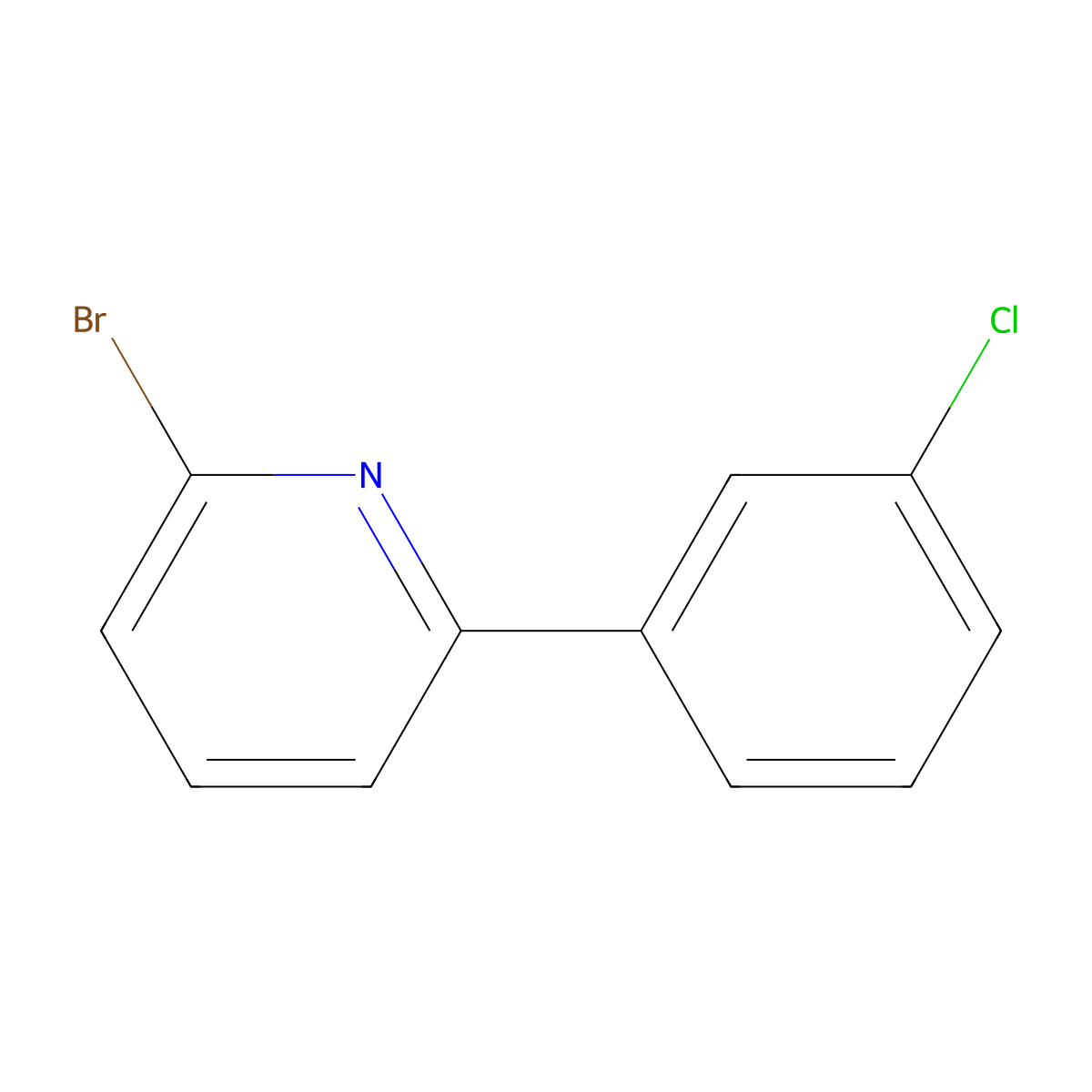 2-Bromo-6-(3-chlorophenyl)pyridine molecular structure, CAS 1374665-76-5