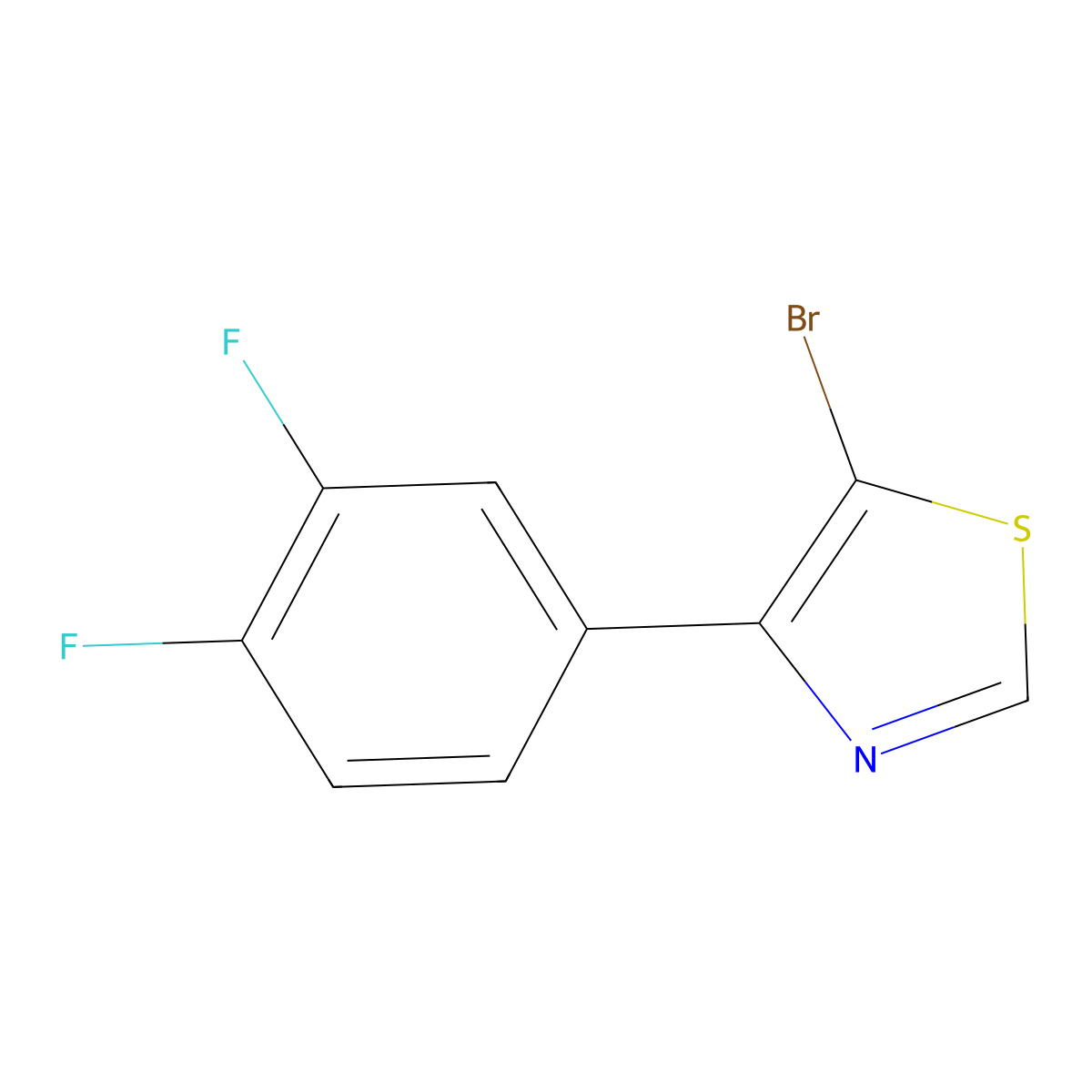 5-Bromo-4-(3,4-difluorophenyl)thiazole molecular structure, CAS 1374665-81-2