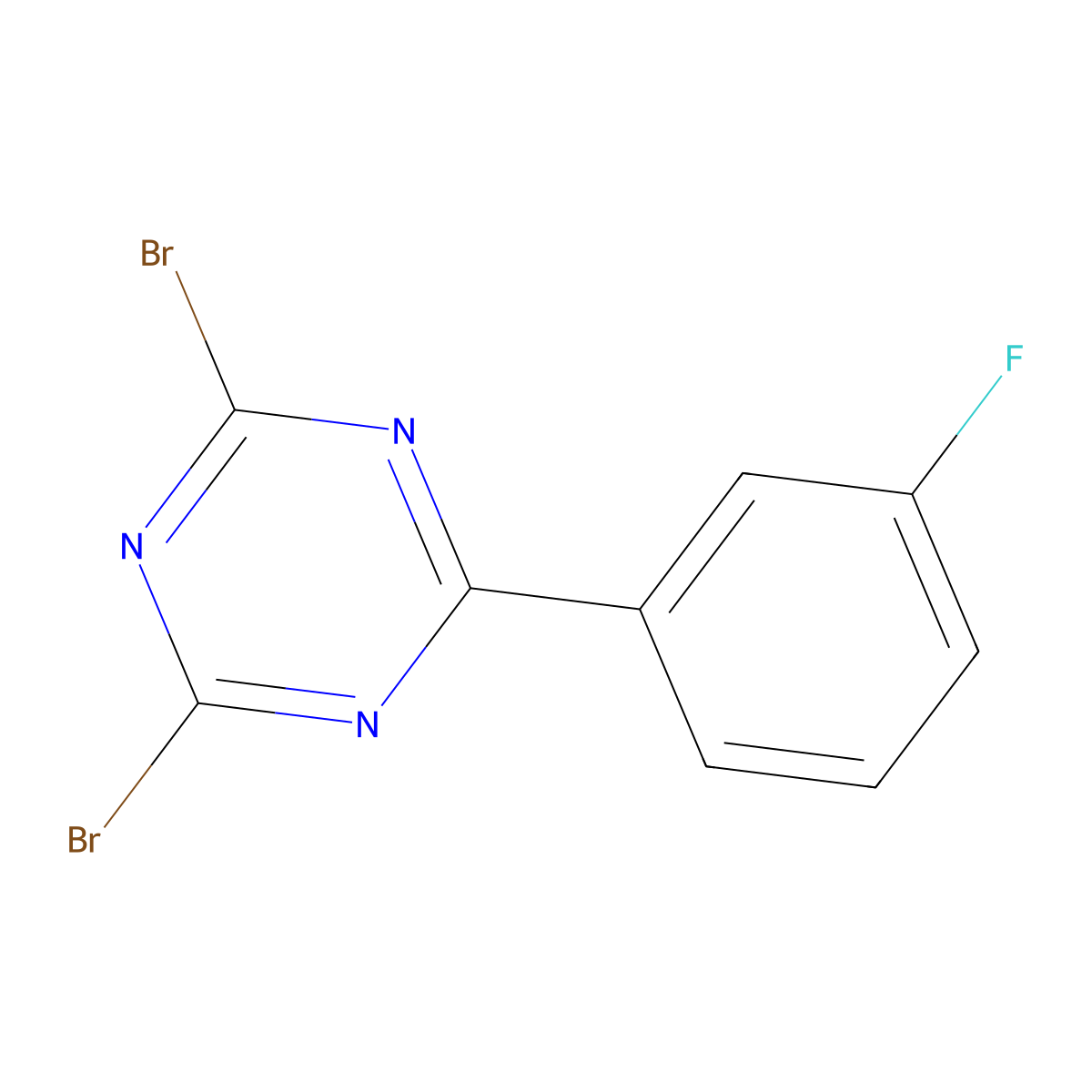 2,4-Dibromo-6-(3-fluorophenyl)-1,3,5-triazine molecular structure, CAS 1374665-83-4