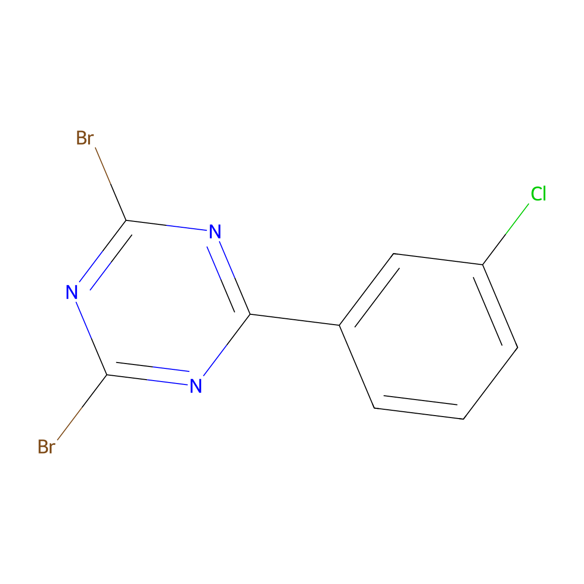2,4-Dibromo-6-(3-chlorophenyl)-1,3,5-triazine molecular structure, CAS 1374665-89-0