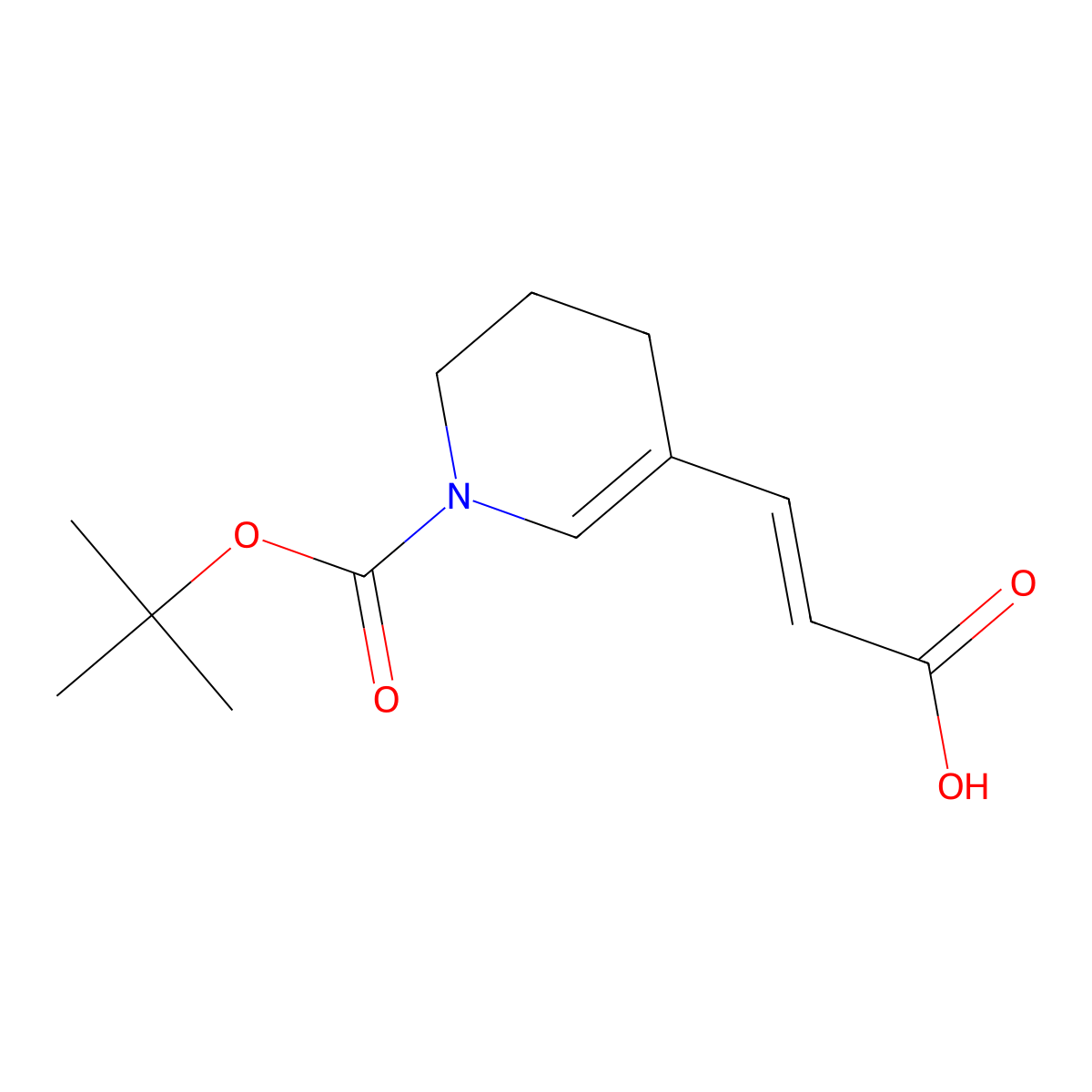 (2E)-3-{1-[(tert-butoxy)carbonyl]-1,4,5,6-tetrahydropyridin-3-yl}prop-2-enoic acid molecular structure, CAS 1374669-58-5