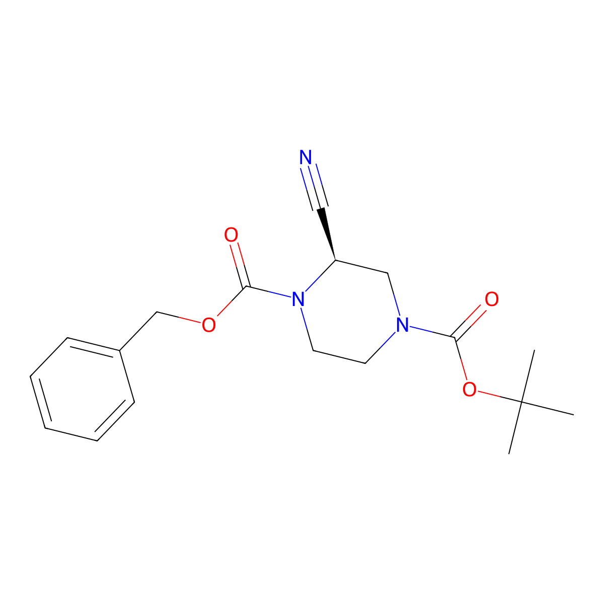 (R)-1-Cbz-4-boc-2-cyanopiperazine molecular structure, CAS 1374669-63-2
