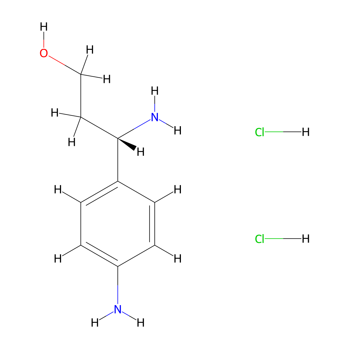 (S)-3-Amino-3-(4-aminophenyl)propan-1-ol dihydrochloride molecular structure, CAS 1374669-67-6