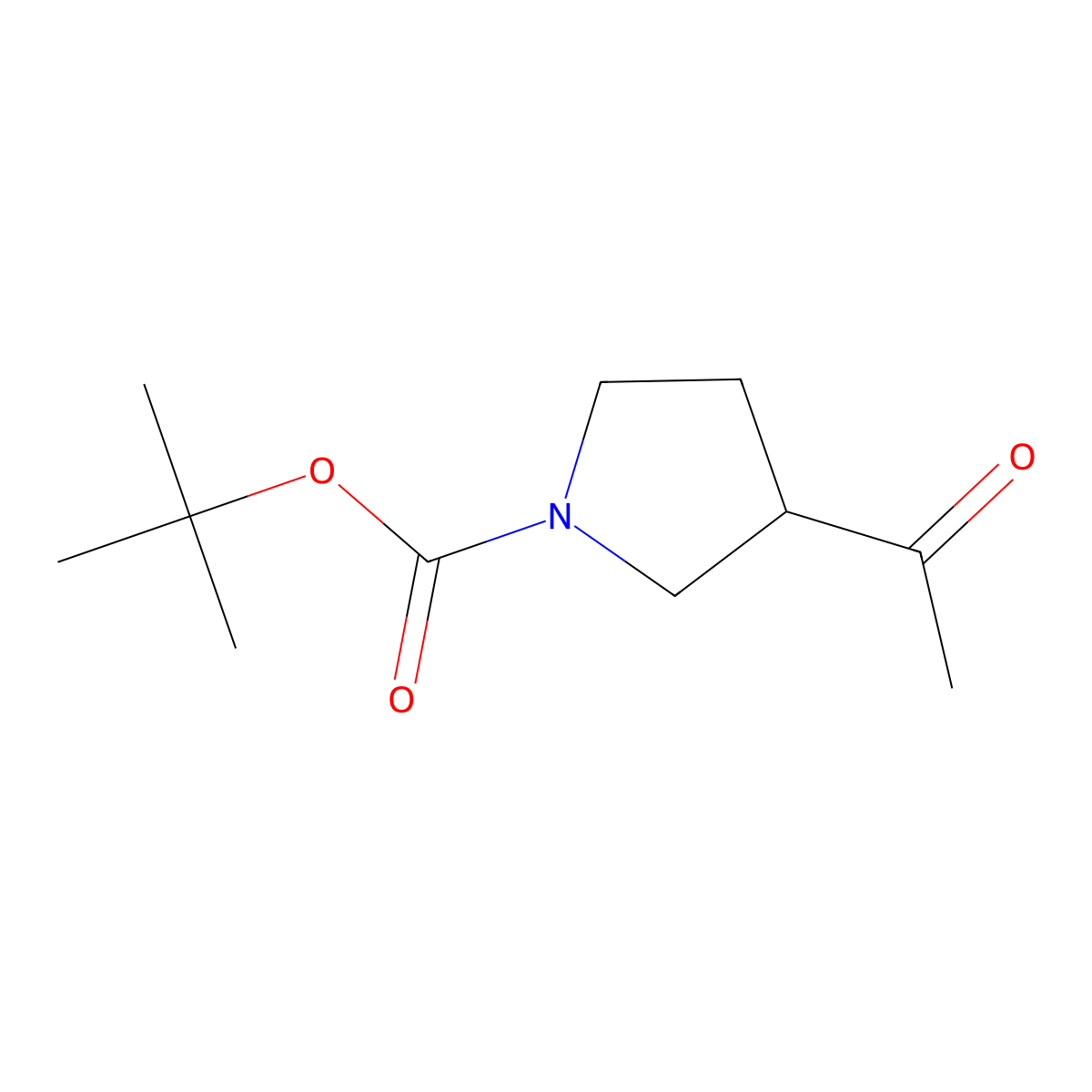 tert-Butyl (3R)-3-acetylpyrrolidine-1-carboxylate molecular structure, CAS 1374673-69-4