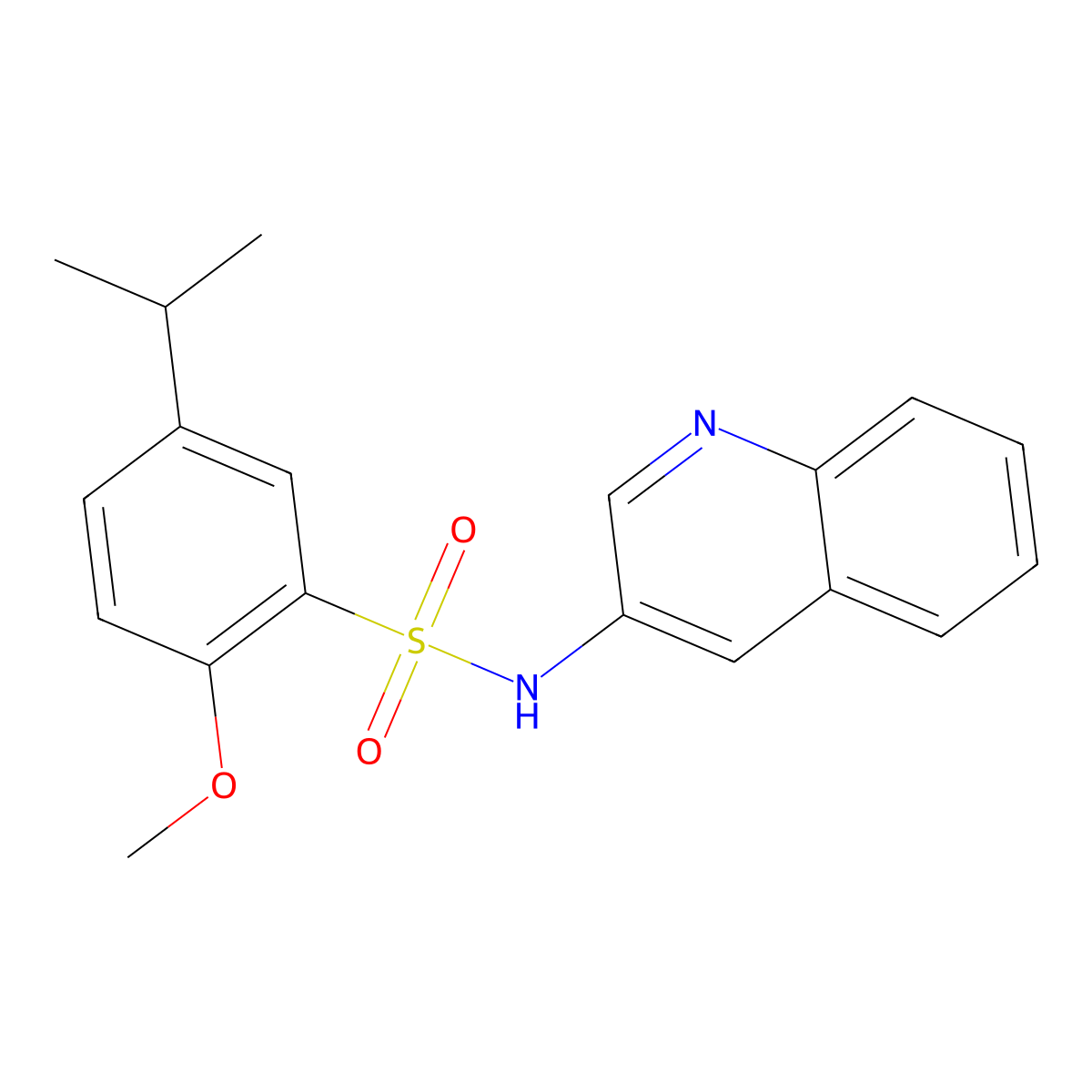2-methoxy-5-(propan-2-yl)-N-(quinolin-3-yl)benzene-1-sulfonamide molecular structure, CAS 1374679-27-2