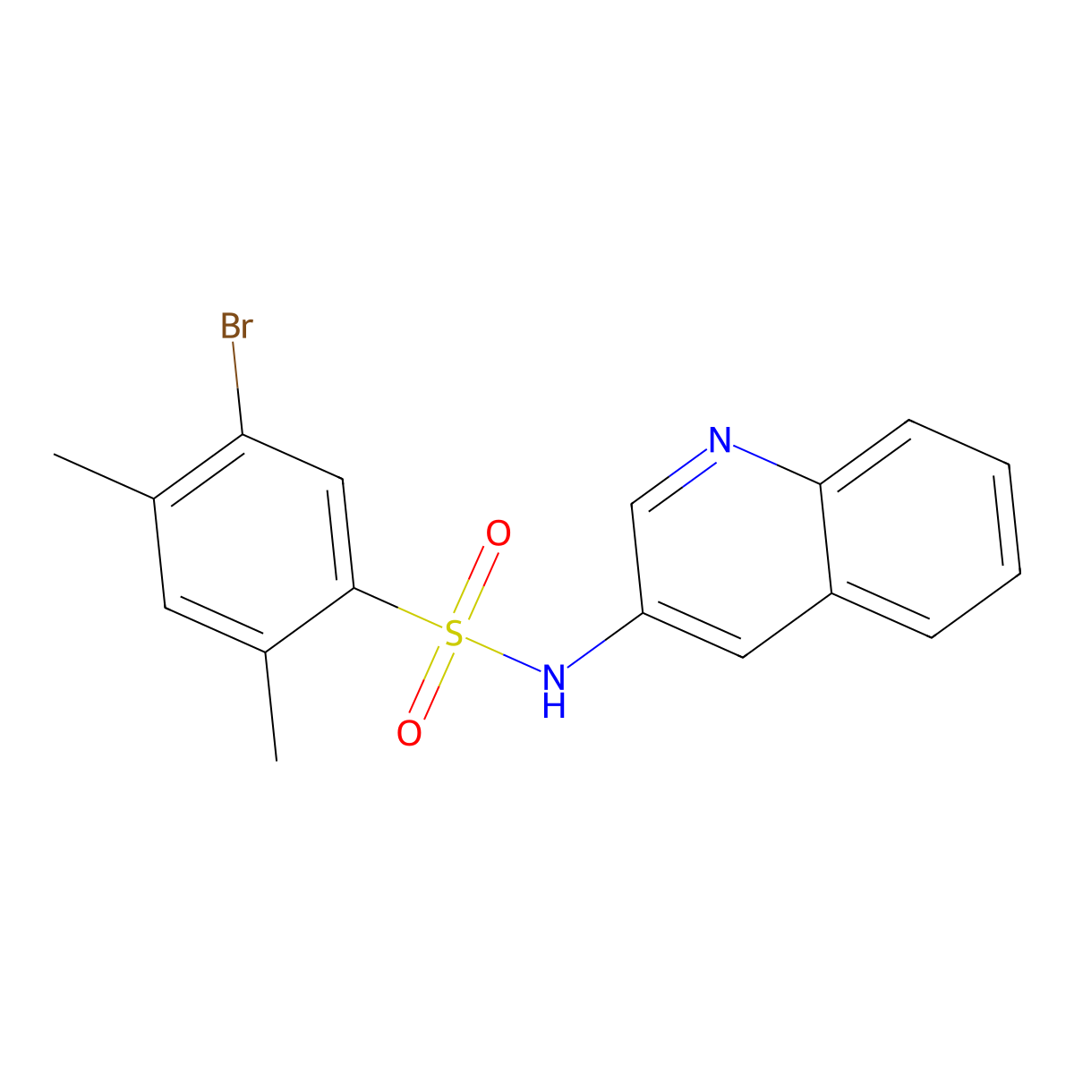 5-bromo-2,4-dimethyl-N-(quinolin-3-yl)benzene-1-sulfonamide molecular structure, CAS 1374679-35-2