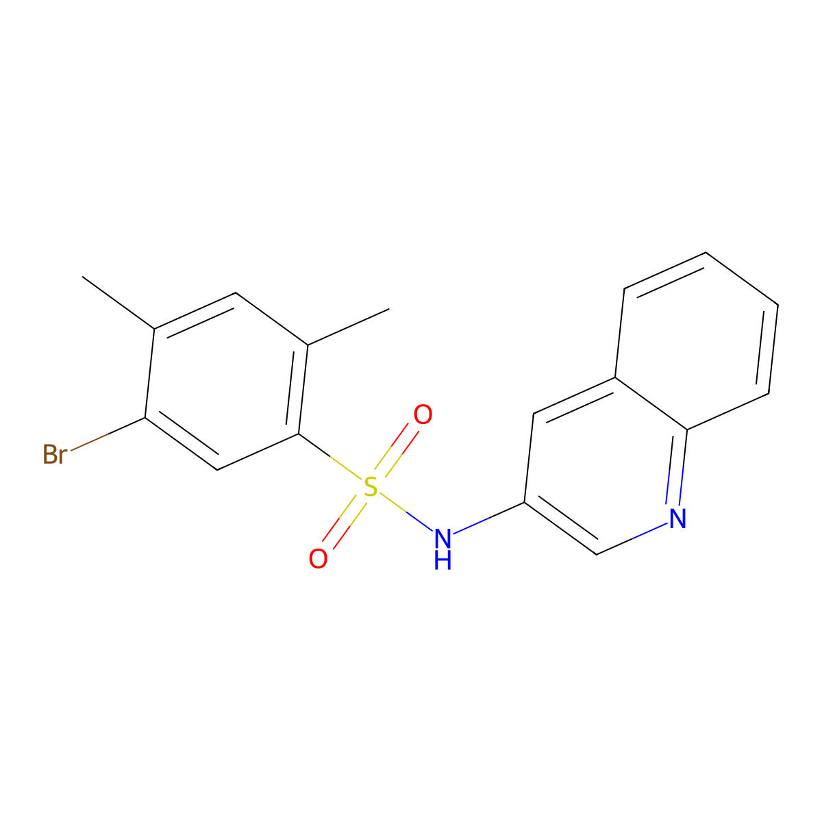 5-bromo-2,4-dimethyl-N-(quinolin-3-yl)benzene-1-sulfonamide molecular structure, CAS 1374679-35-2