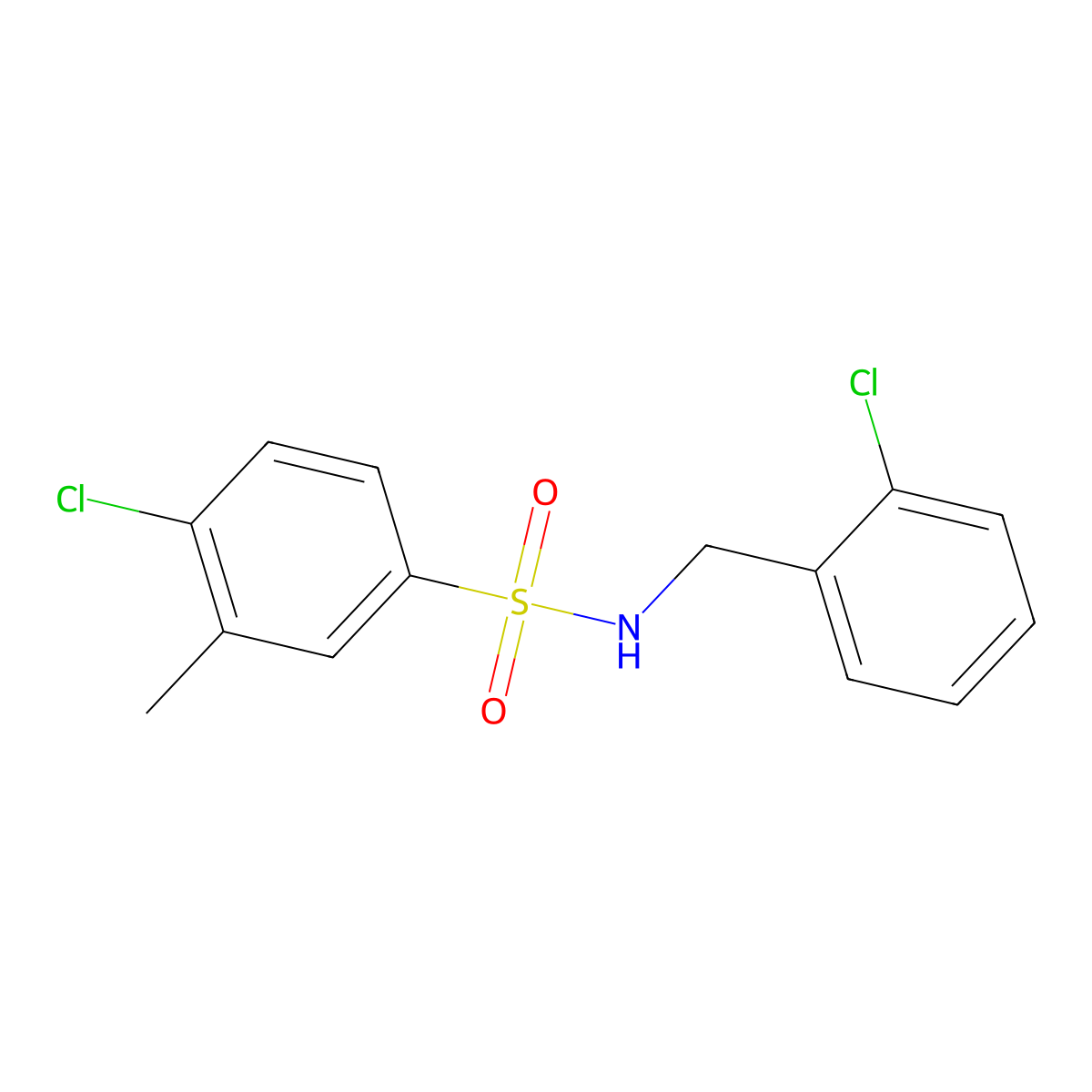 4-chloro-N-[(2-chlorophenyl)methyl]-3-methylbenzene-1-sulfonamide molecular structure, CAS 1374679-41-0