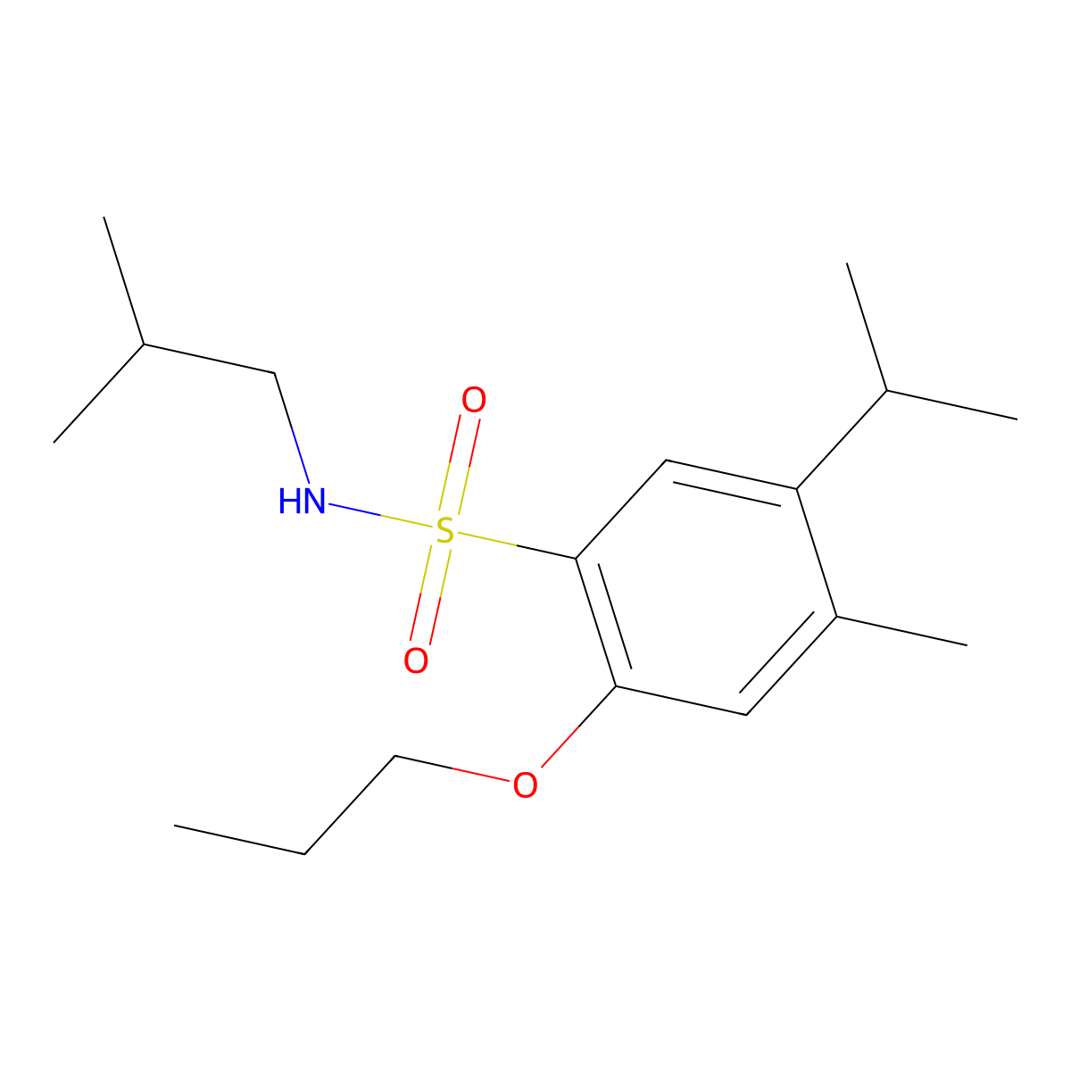 4-methyl-N-(2-methylpropyl)-5-(propan-2-yl)-2-propoxybenzene-1-sulfonamide molecular structure, CAS 1374679-56-7