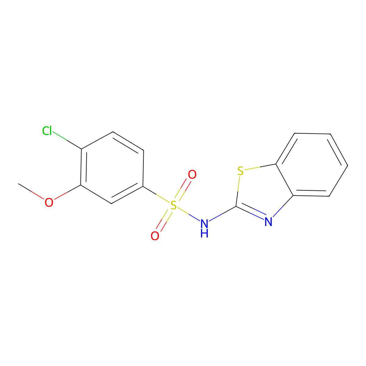 N-(1,3-benzothiazol-2-yl)-4-chloro-3-methoxybenzene-1-sulfonamide molecular structure, CAS 1374679-57-8