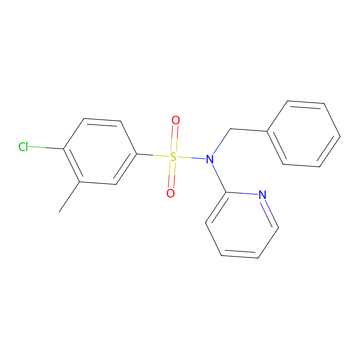N-benzyl-4-chloro-3-methyl-N-(pyridin-2-yl)benzene-1-sulfonamide molecular structure, CAS 1374679-79-4
