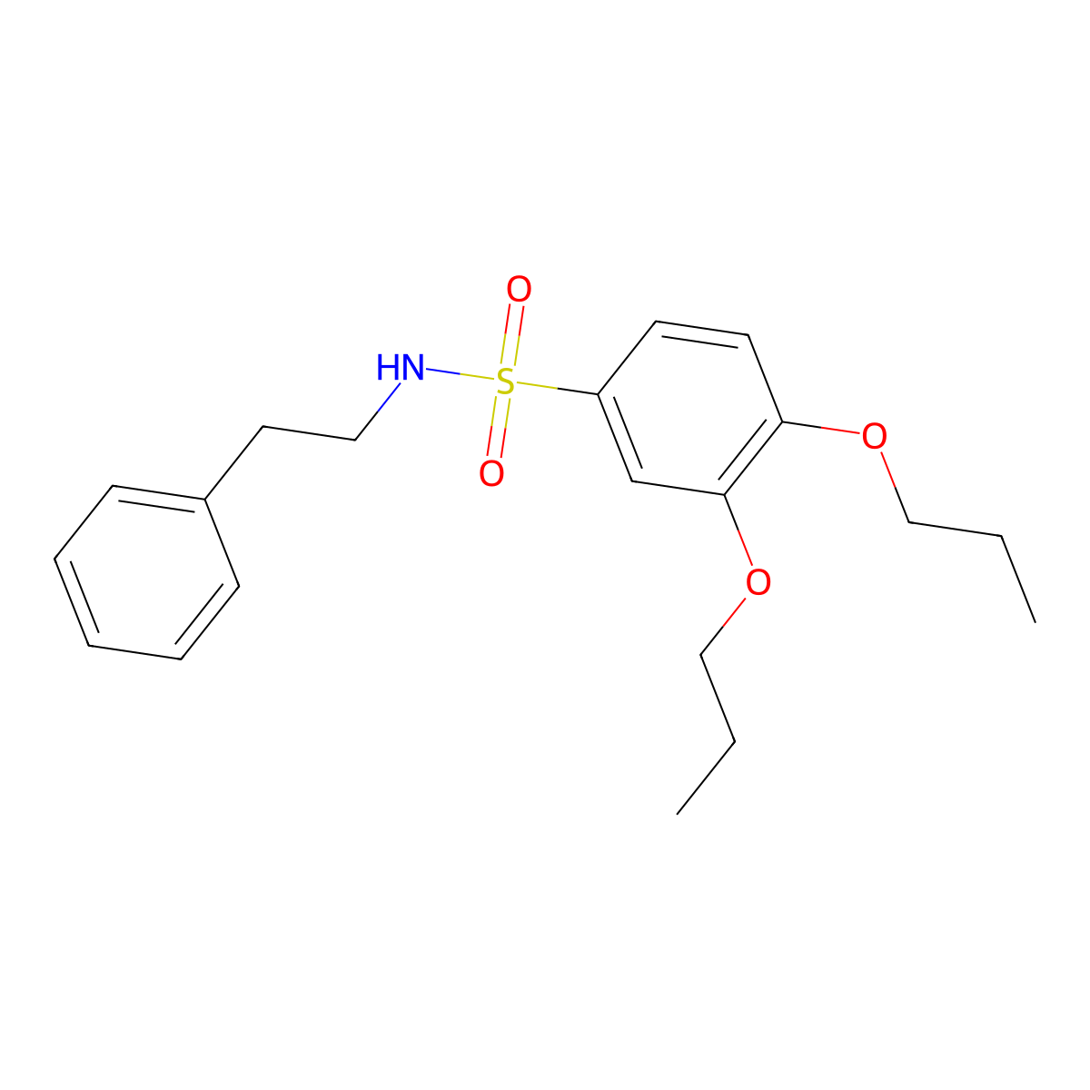 N-(2-phenylethyl)-3,4-dipropoxybenzene-1-sulfonamide molecular structure, CAS 1374679-90-9