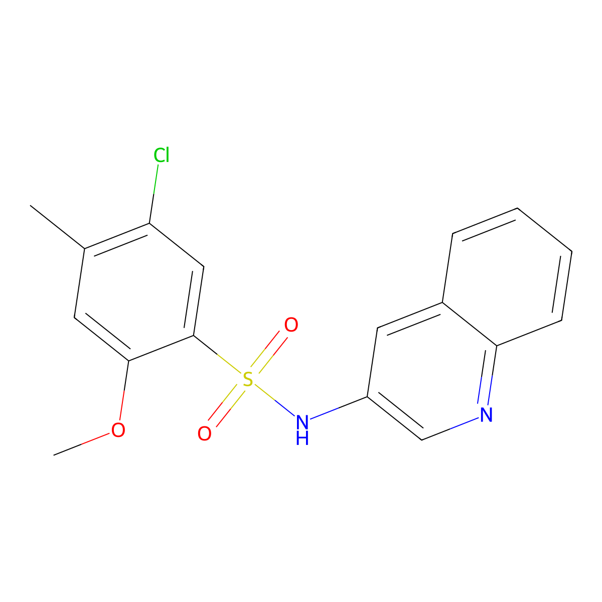 5-chloro-2-methoxy-4-methyl-N-(3-quinolinyl)benzenesulfonamide molecular structure, CAS 1374680-37-1