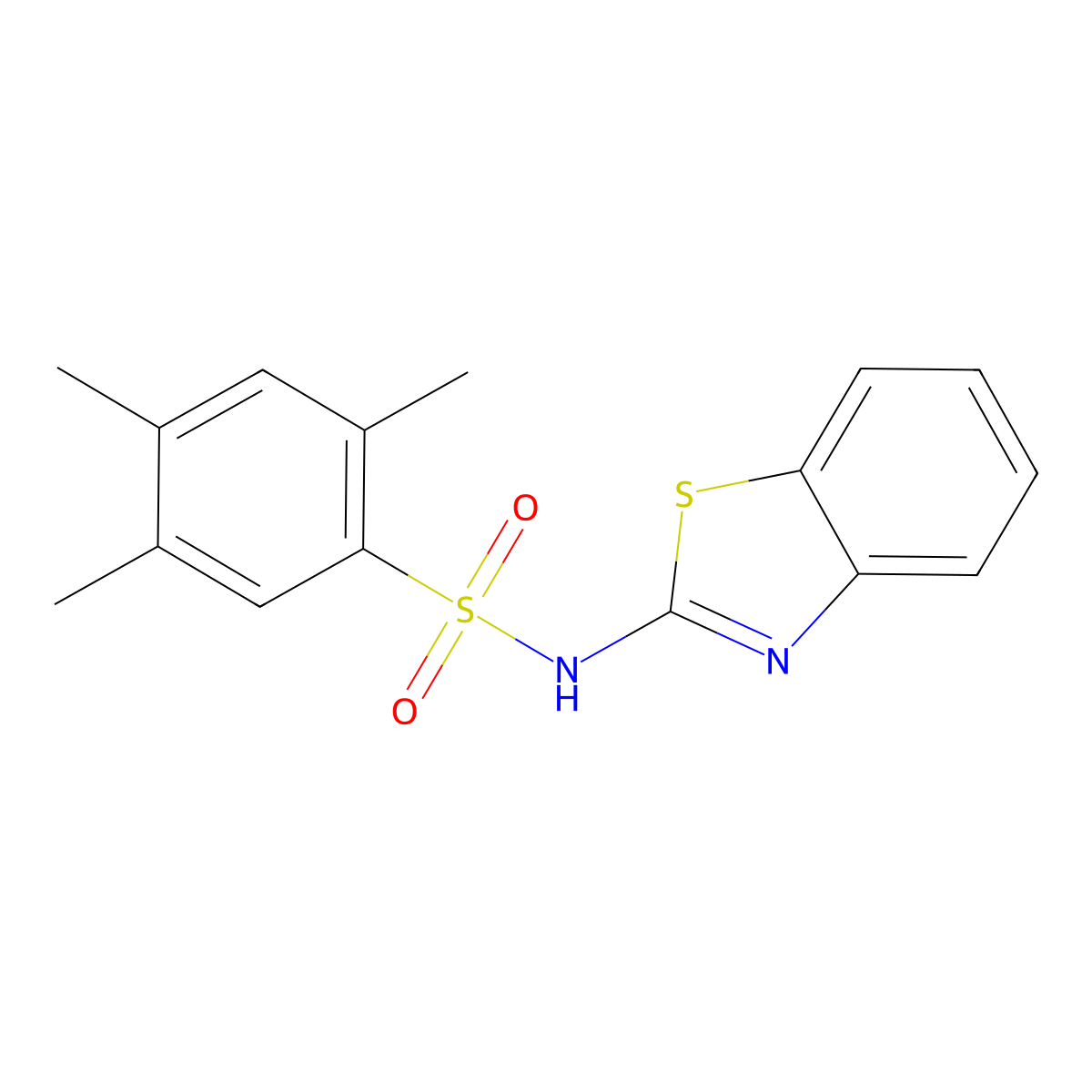 N-(1,3-benzothiazol-2-yl)-2,4,5-trimethylbenzenesulfonamide molecular structure, CAS 1374680-55-3