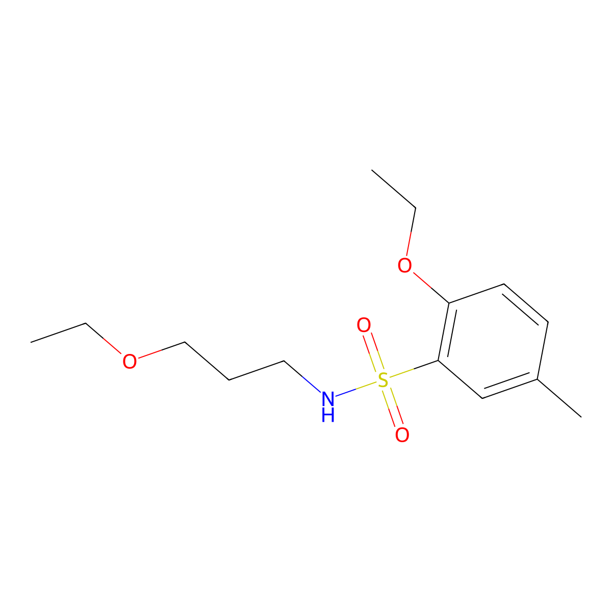 2-ethoxy-N-(3-ethoxypropyl)-5-methylbenzenesulfonamide molecular structure, CAS 1374680-78-0