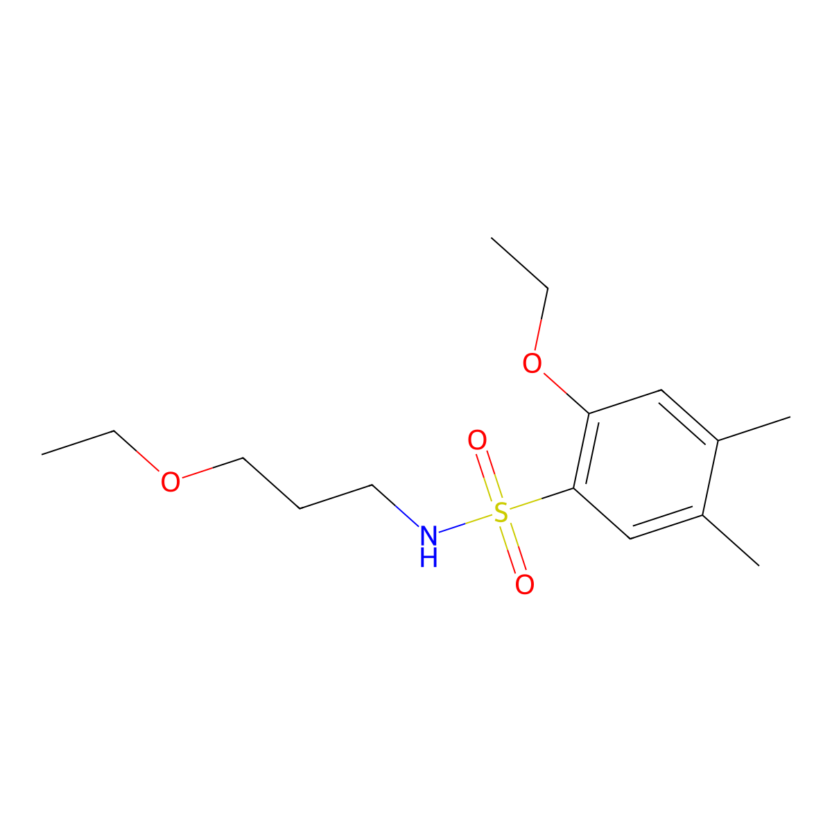 2-ethoxy-N-(3-ethoxypropyl)-4,5-dimethylbenzenesulfonamide molecular structure, CAS 1374680-83-7