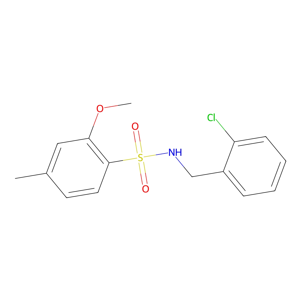 N-(2-chlorobenzyl)-2-methoxy-4-methylbenzenesulfonamide molecular structure, CAS 1374680-90-6