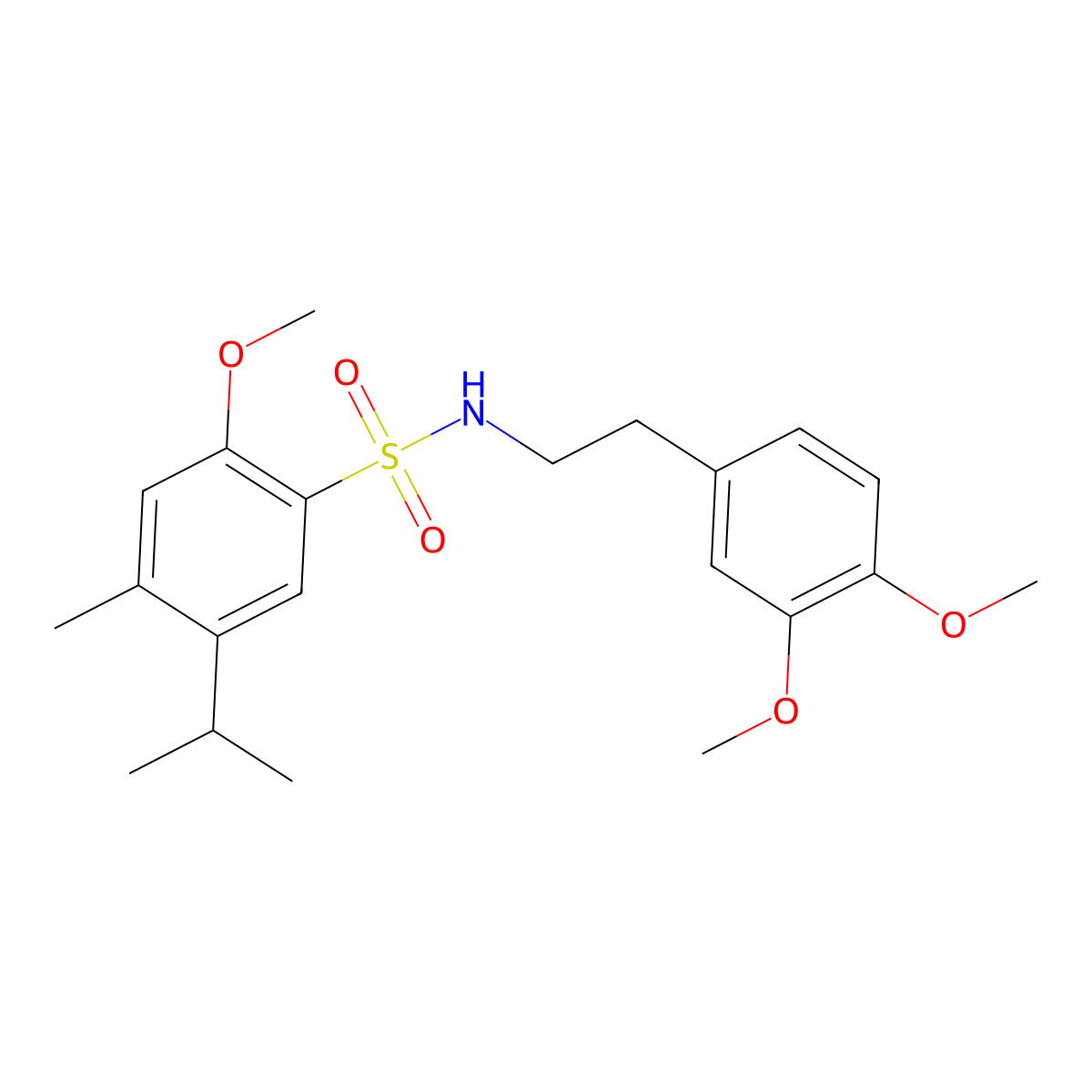 N-[2-(3,4-dimethoxyphenyl)ethyl]-2-methoxy-4-methyl-5-(propan-2-yl)benzene-1-sulfonamide molecular structure, CAS 1374680-97-3
