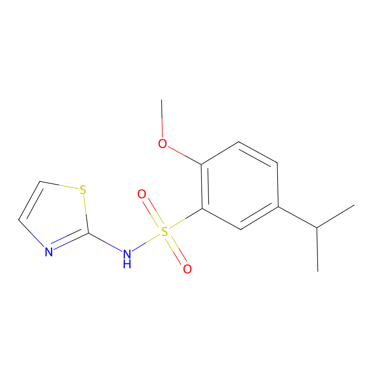 5-isopropyl-2-methoxy-N-(1,3-thiazol-2-yl)benzenesulfonamide molecular structure, CAS 1374681-13-6