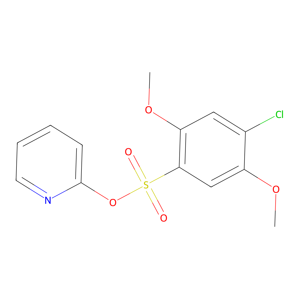 2-Pyridinyl 4-chloro-2,5-dimethoxybenzenesulfonate molecular structure, CAS 1374681-26-1