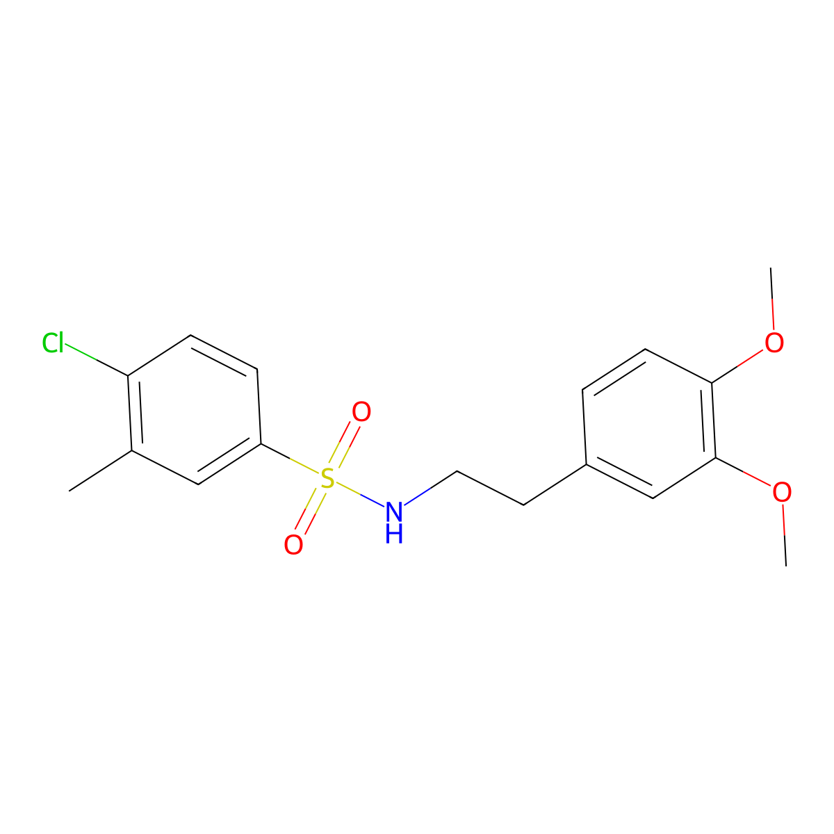 4-chloro-N-[2-(3,4-dimethoxyphenyl)ethyl]-3-methylbenzene-1-sulfonamide molecular structure, CAS 1374681-29-4