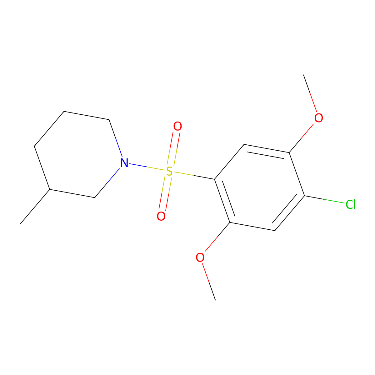 1-[(4-Chloro-2,5-dimethoxyphenyl)sulfonyl]-3-methylpiperidine molecular structure, CAS 1374681-35-2