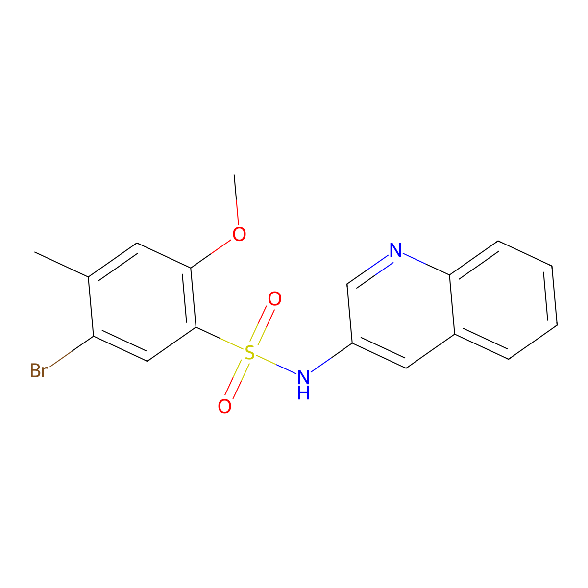 5-bromo-2-methoxy-4-methyl-N-(quinolin-3-yl)benzene-1-sulfonamide molecular structure, CAS 1374681-68-1