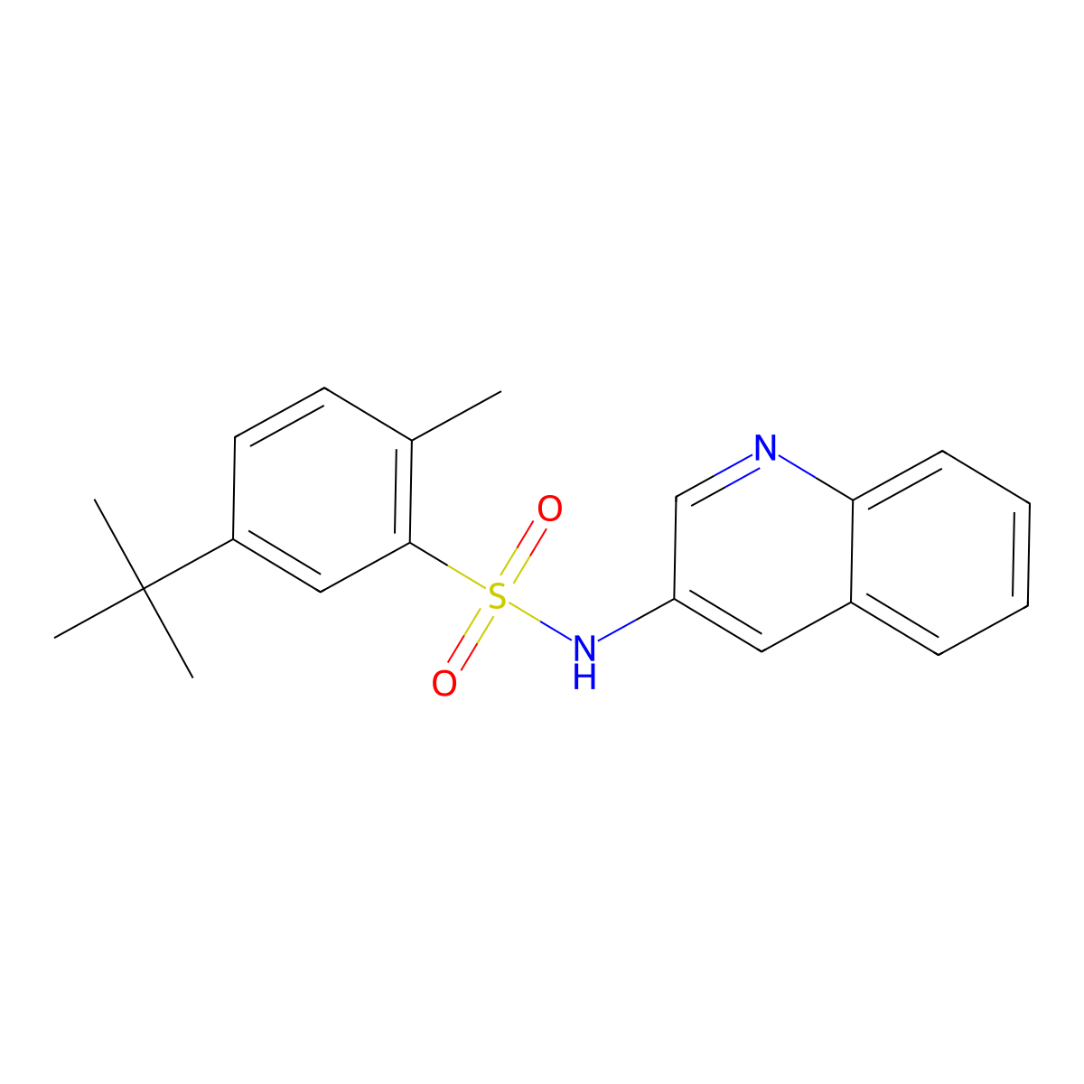 5-tert-butyl-2-methyl-N-(quinolin-3-yl)benzene-1-sulfonamide molecular structure, CAS 1374681-70-5