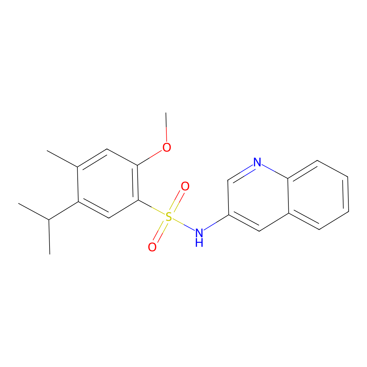 5-isopropyl-2-methoxy-4-methyl-N-(3-quinolinyl)benzenesulfonamide molecular structure, CAS 1374681-75-0