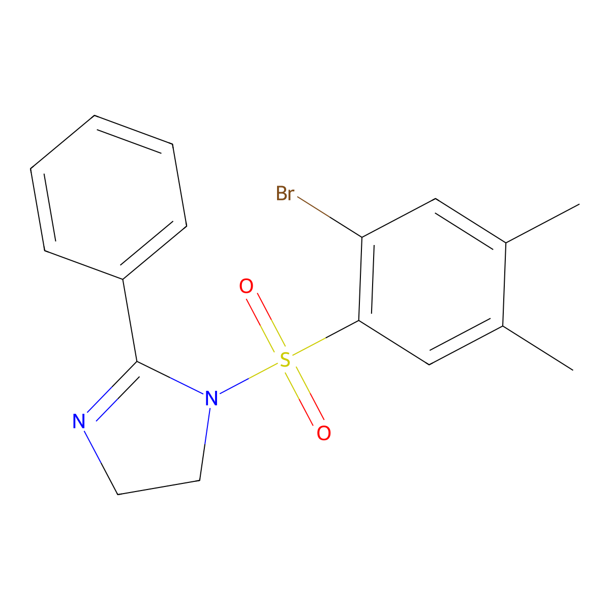 1-(2-bromo-4,5-dimethylbenzenesulfonyl)-2-phenyl-4,5-dihydro-1H-imidazole molecular structure, CAS 1374681-78-3