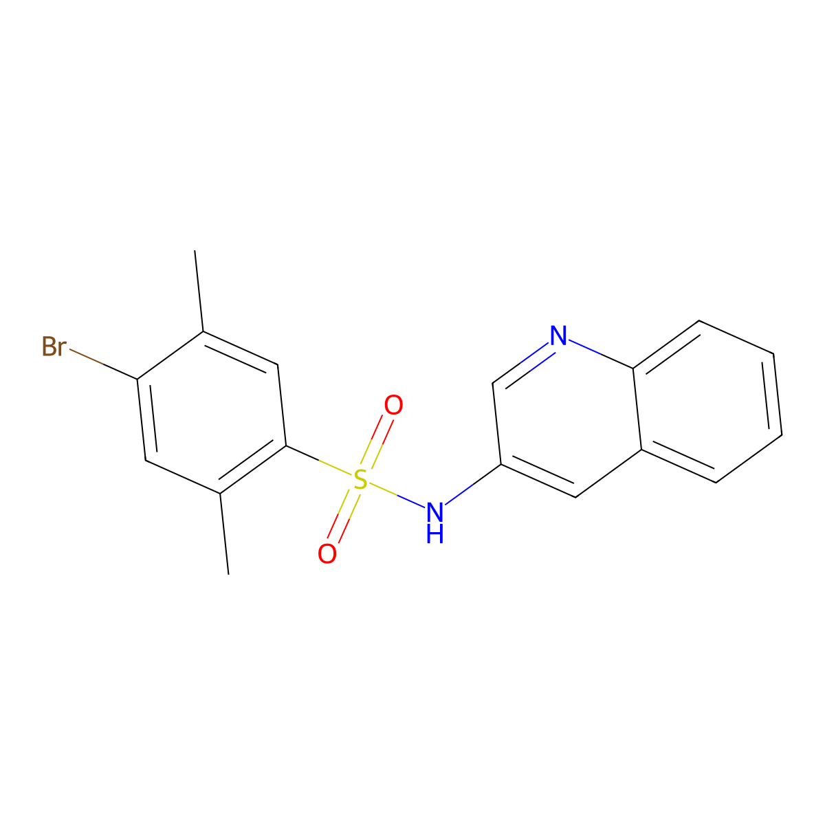 4-bromo-2,5-dimethyl-N-(3-quinolinyl)benzenesulfonamide molecular structure, CAS 1374681-80-7