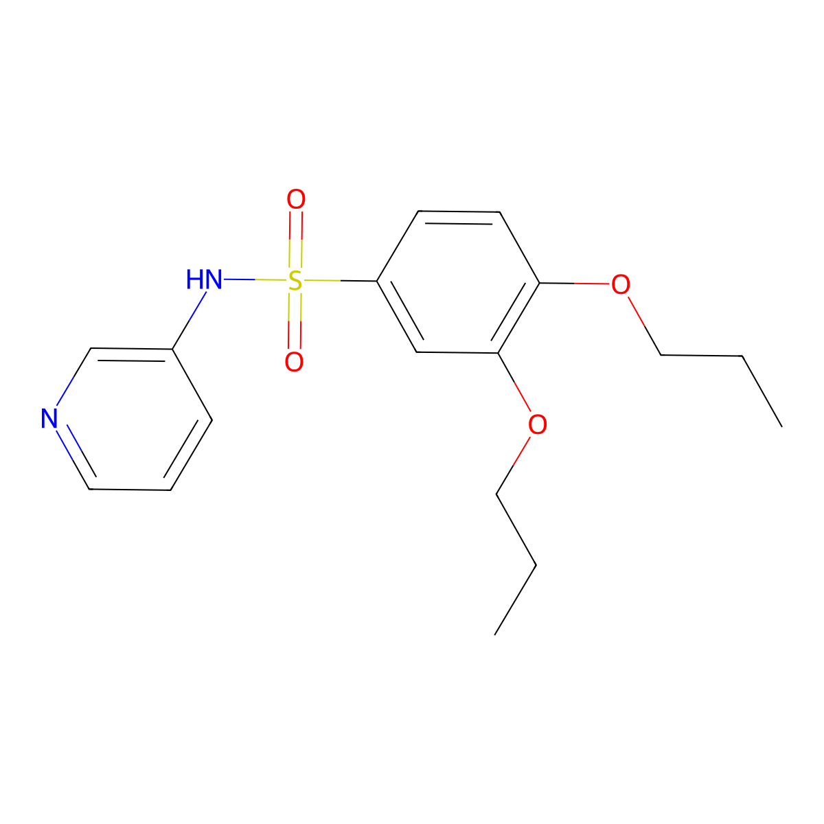 3,4-dipropoxy-N-(3-pyridinyl)benzenesulfonamide molecular structure, CAS 1374681-82-9