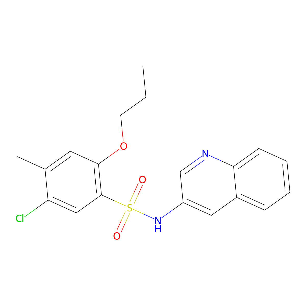 5-chloro-4-methyl-2-propoxy-N-(quinolin-3-yl)benzene-1-sulfonamide molecular structure, CAS 1374681-90-9