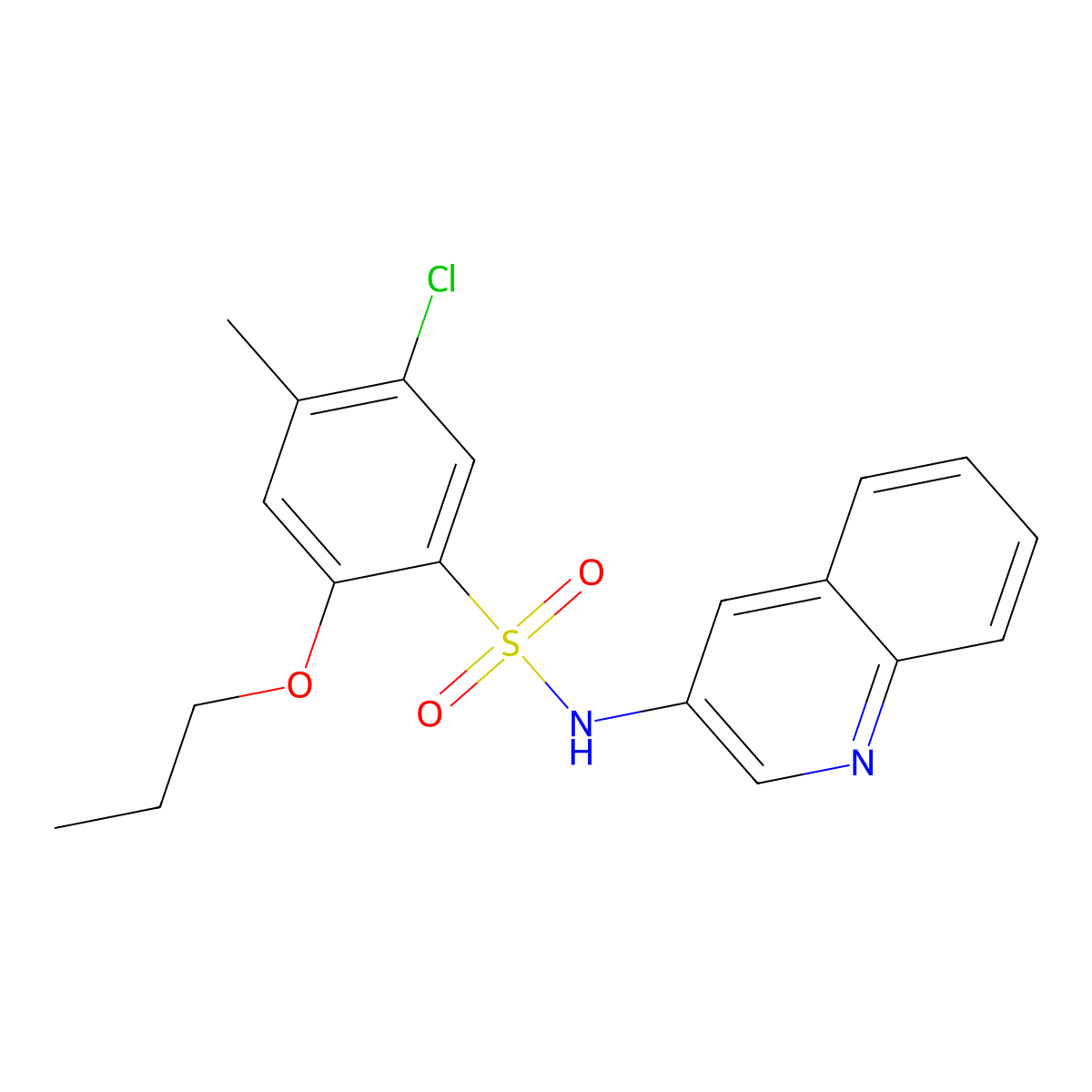 5-chloro-4-methyl-2-propoxy-N-(quinolin-3-yl)benzene-1-sulfonamide molecular structure, CAS 1374681-90-9