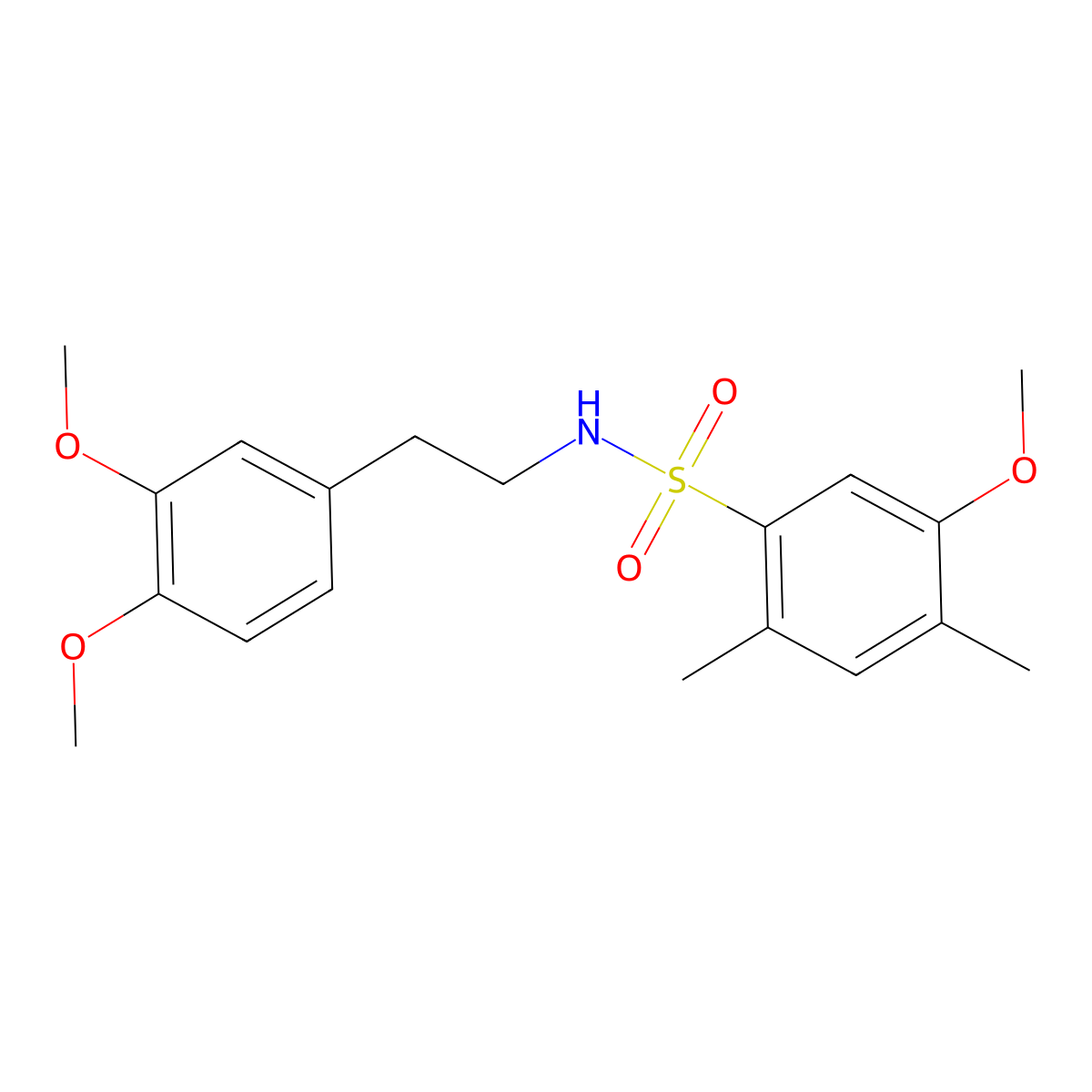 N-[2-(3,4-dimethoxyphenyl)ethyl]-5-methoxy-2,4-dimethylbenzene-1-sulfonamide molecular structure, CAS 1374681-92-1