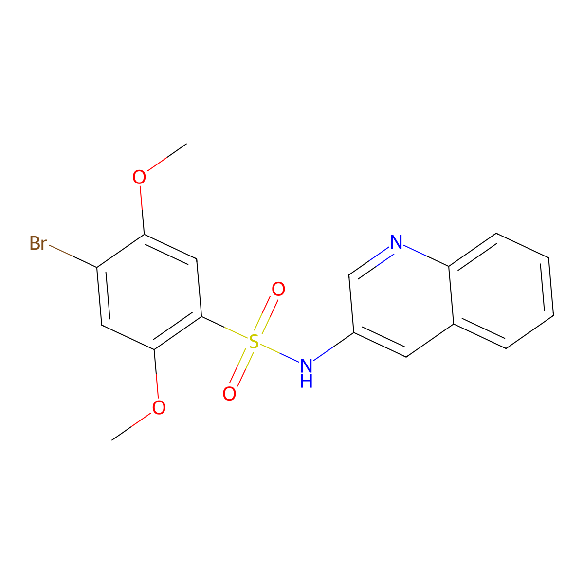 4-bromo-2,5-dimethoxy-N-(quinolin-3-yl)benzene-1-sulfonamide molecular structure, CAS 1374681-93-2