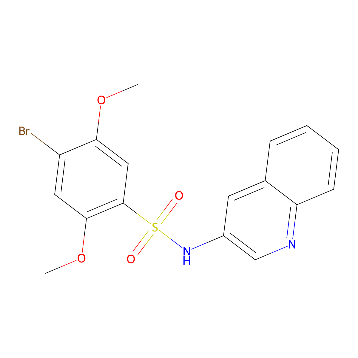 4-bromo-2,5-dimethoxy-N-(quinolin-3-yl)benzene-1-sulfonamide molecular structure, CAS 1374681-93-2