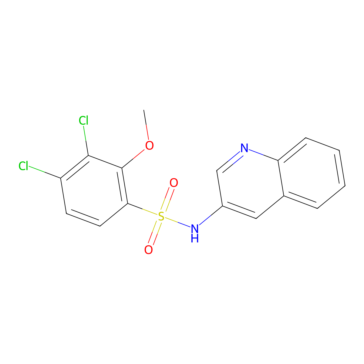 3,4-dichloro-2-methoxy-N-(3-quinolinyl)benzenesulfonamide molecular structure, CAS 1374682-03-7