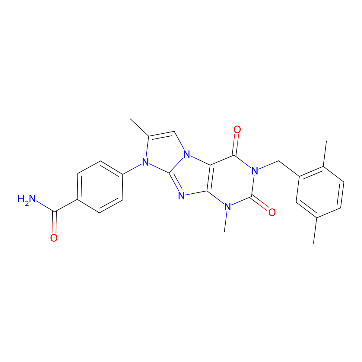 4-{3-[(2,5-dimethylphenyl)methyl]-1,7-dimethyl-2,4-dioxo-1H,2H,3H,4H,8H-imidazo[1,2-g]purin-8-yl}benzamide molecular structure, CAS 1374682-26-4