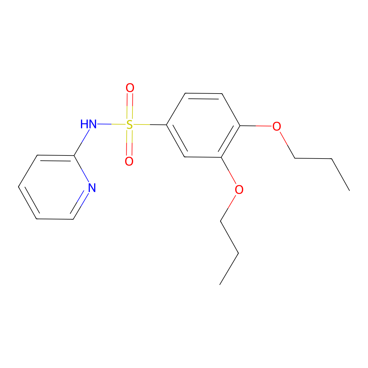 3,4-dipropoxy-N-(2-pyridinyl)benzenesulfonamide molecular structure, CAS 1374682-47-9