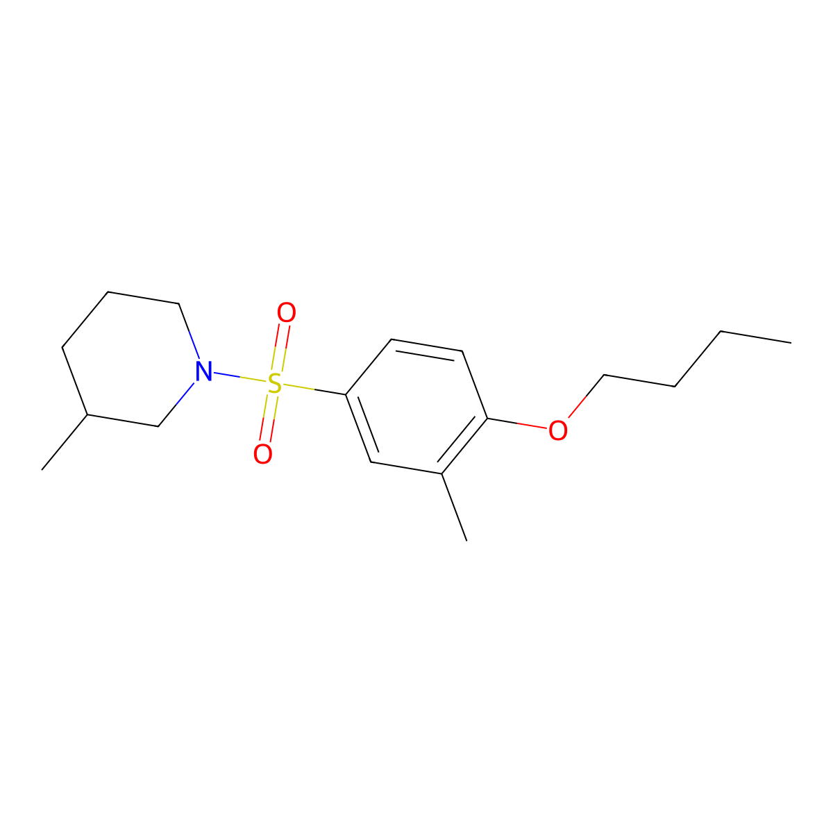 1-(4-Butoxy-3-methylbenzenesulfonyl)-3-methylpiperidine molecular structure, CAS 1374682-50-4